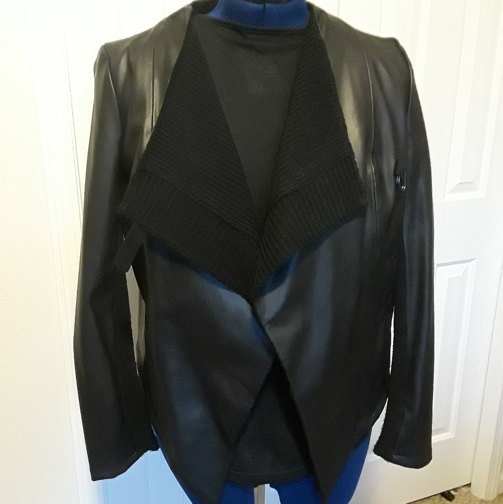 Ruff Hewn-Black Vegan Leather Jacket-M fits to XL